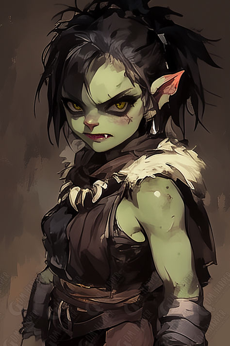 Goblin Druid Goblin Girl Character Design, Female Goblin Character Art, Deep Gnome Female, Goblin Girl Art, Goblin Sorcerer, Dnd Ogre, Goblin Engineer, Goblin Character Art, Goblin Merchant