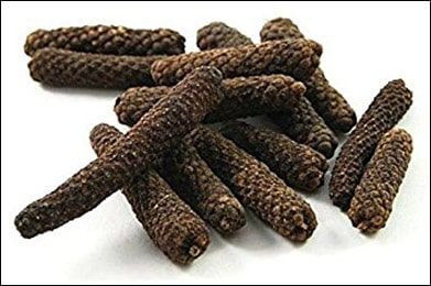 Pippali----It's a tasty addition when cooking poultry, fish, and vegetable stews or dals. Since ancient times, long pepper has been used in cooking for its hot and spicy flavor. Agave Attenuata, Long Pepper, Cold Cough, Pepper Seeds, Stomach Ache, Spices And Seasonings, Living Food, Herbal Remedies, Ayurveda