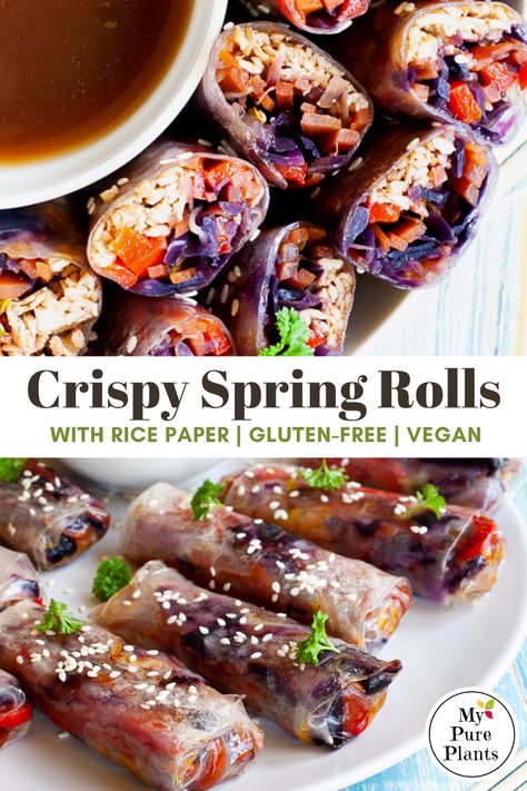 Veggie Spring Rolls Rice Paper, Baked Rice Paper Spring Rolls, Vegetable Spring Roll Recipe Rice Paper, Vegan Rice Paper Rolls Recipe, Vegan Spring Rolls Rice Paper, Tofu Rolls Rice Paper, Baked Rice Paper Rolls, Baked Spring Rolls Rice Paper, Crispy Spring Rolls Rice Paper