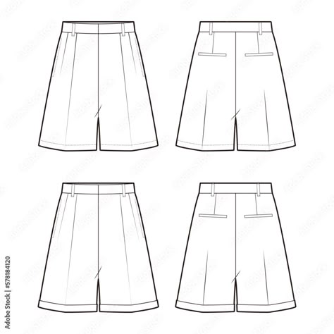 Shorts Technical Drawing, Shorts Flat Sketch, Shorts Sketch, Short Sketch, Technical Flats, Shorts Drawing, Pants Drawing, Linen Shorts Women, Shorts Design