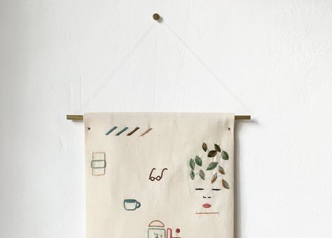 Tapestry Embroidery, Embroidered Tapestry, Brass Frames, School Inspiration, Visual Diary, Brass Frame, Sustainable Clothing, Clothing And Accessories, Wall Tapestry