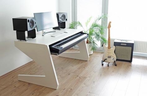 Cheap Drawers, Piano Desk, Keyboard Desk, Home Music Rooms, Hobby Desk, Studio Desk, Music Studio Room, Music Tech, Studio Furniture