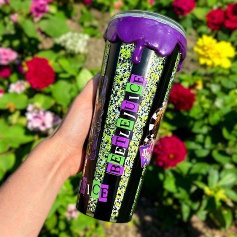 I’m one of the very few that’s never watched the og beetlejuice🫣 I love the colour theme so I knew I had to make a cup to match💚💜 This is my first glitter only tumbler too (there’s no solution inside) aka less hassle involved🤣🫶🏼 Colour Theme, Beetlejuice, The Colour, Color Themes, I Know, Tumbler, Glitter, I Love, Color