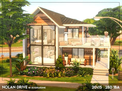 The Sims Resource - Nolan Drive (TSR only CC) House Ideas For Sims 4, Sims 4 Base Game House Shell, Sims 4 Houses Builds, Sims 4 House With Pool, Aesthetic House Sims 4, Sims4 Houses Cc, Sims 4 Houses 2 Bedroom, Sims Aesthetic House, Sims 4 Cc Only House