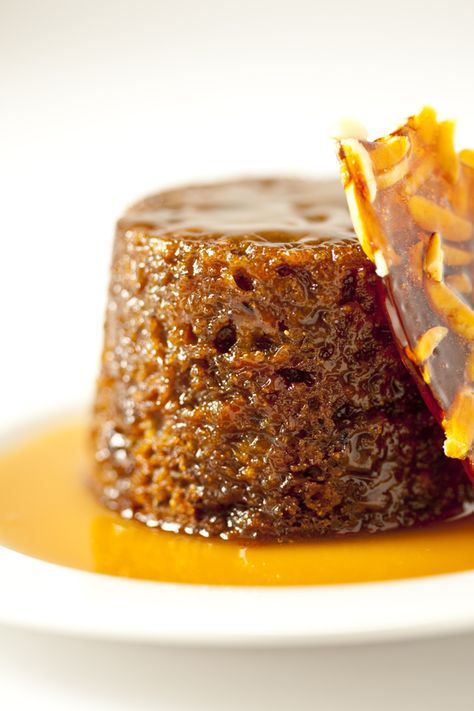 Greedy Gourmand: Sticky date pudding with butterscotch sauce & almond praline Sticky Date Pudding Presentation, Ginger Sticky Toffee Pudding, Date Pudding Cake, Gordon Ramsay Sticky Toffee Pudding Recipe, Masterchef Recipes Australian, Gordon Ramsay Sticky Toffee Pudding, British Sticky Toffee Pudding, Almond Praline, Sticky Pudding