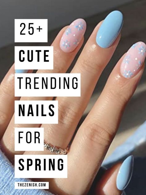 This spring blue nails are it! There’s just something about blue nail polish that screams “warmer days are coming!” This spring, we’ll be seeing lots of blue, from soft periwinkles to bold cobalts. If you want to hop on the blue nail train with me, here are some gorgeous blue spring nails that I’m loving right now. From simple spring nails to ridiculously cute April nails, there’s something for everyone no matter your spring vibes! Let’s dive into some blue-tiful springtime mani inspo! Cute April Nails, Spring Blue Nails, Spring Nails Aesthetic, Blue Spring Nails, Navy Nails, Simple Spring Nails, April Nails, Blue Nail Polish, Blue Spring