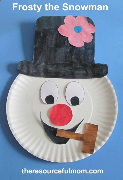 Paper Plate Frosty the Snowman Frosty Snowman Crafts, Crafts For 1st And 2nd Graders, Frosty The Snowman Ornament Diy, Olaf Crafts For Toddlers, Paper Plates Christmas Crafts, Winter Holidays Around The World Preschool, Cute Winter Crafts For Kids, Winter Crafts For Senior Citizens, Crafts Using Pom Poms