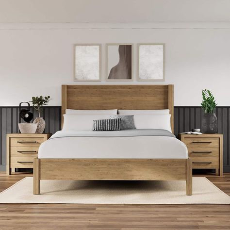 Interior Design Inspo Natural Wood Bed, Pale Oak, Console Furniture, Oak Beds, Wood Bedroom Furniture, Oak Bedroom, Sofa Storage, Dining Room Storage, King Bedroom