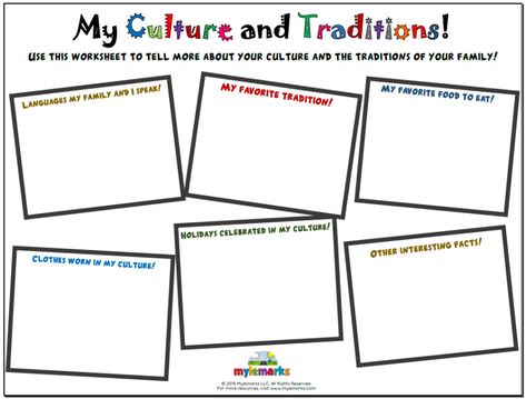 Diversity and Identity Worksheets for Kids and Teens Culture Worksheet, Cultural Diversity Activities, Multicultural Family, Diversity Activities, Multicultural Activities, What Is Culture, Teaching Culture, Family Worksheet, My Culture