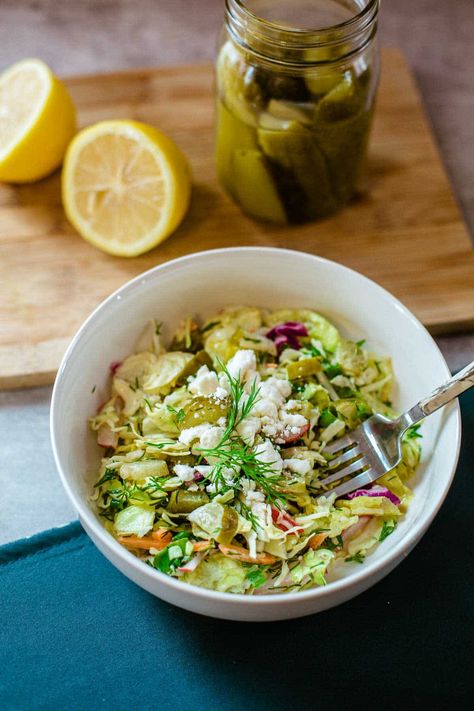 Dill Pickle Salad, Pickle Salad, Salad Chopped, Chopped Salad, Dill Pickle, Camping Food, Pickles, Salad, Camping