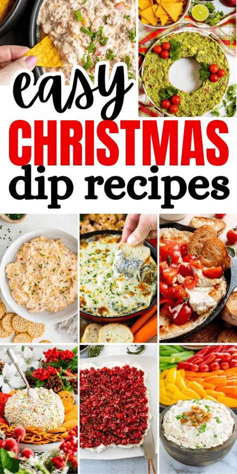 East Appetizers Christmas, Christmas Dip Board Ideas, Holiday Dips Savory, Easy Christmas Appetizers Simple, Christmas Eve Easy Appetizers, Xmas Dips Holiday Appetizers, Easy Holiday Dip Recipes, Christmas Potluck Ideas Parties Food, Christmas Potluck Dips