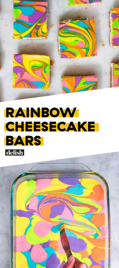 Rainbow Cheesecake Bars, Cake Desserts Easy, Rainbow Cheesecake, Rainbow Baking, Cheesecake Cupcake, Plain Cheesecake, Rainbow Desserts, Vanilla Cheesecake, Cheesecake Dessert