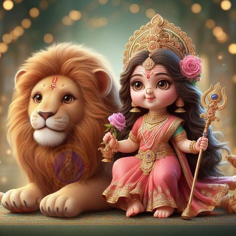 Durga Maa Animated, Cute Durga Maa Hd Wallpaper, Cute Mata Rani, Cute Maa Durga Images, Ma Durga Images For Dp, Jai Mata Di Wallpaper, Godly Images, Little Kanha Ji Images, माता रानी