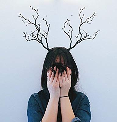 Changlesu Vintage Retro Tree Branches Headband Props Horns Hair Accessory Black with Blue Cosplay Halloween Party Headpieces Accessories Diy Antlers Headband, Diy Antler, Pagan Tree, Antler Tree, Witch Clothing, Haunted Tree, Headpiece Accessories, Antler Headband, Fake Trees