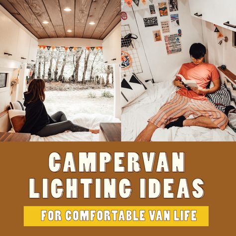 Campervan Lighting Ideas For Setting The Right Mood - AsoboLife Stealth Camper Van, Diy Van Conversions, Best Campervan, Camper Interior Design, Transit Van, Transit Camper, Interior Design Layout, Build A Camper Van, Build A Camper