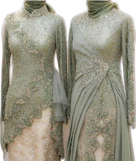 Sage Green Kebaya, Kebaya Sage, Kebaya Modern Hijab Bridesmaid, Kebaya Wisuda Hijab, Kebaya Lamaran, Model Dress Kebaya, Dress Muslim Modern, Braidsmaid Dresses, Kebaya Lace