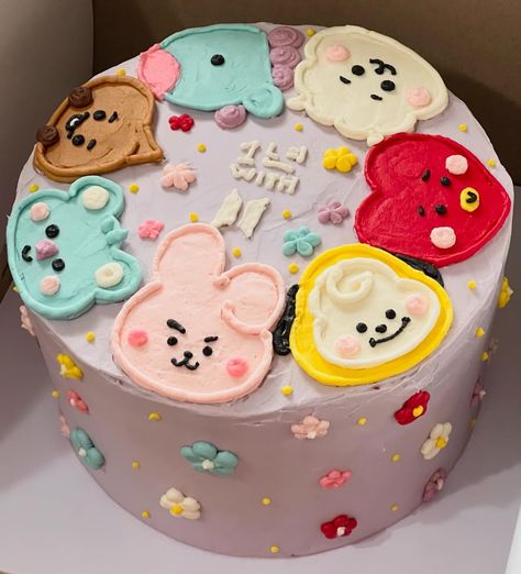 Bt21 Cake Birthday Ideas, Chimmy Cake, Bts Cake Birthday Ideas, Bts Birthday Party Ideas, Bts Cake Simple, Jungkook Cake, Bts Cake Ideas, Kpop Birthday Cake, Bts Theme Cake