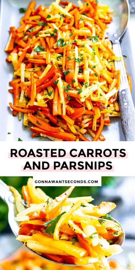 Roasted Carrots And Parsnips Roasted Carrots And Parsnips Recipe, Roasted Parsnips And Carrots, Carrots And Parsnips, Broccoli Cauliflower Casserole, Roasted Carrots And Parsnips, Roasted Veggies In Oven, Green Beans Side Dish, Roasted Parsnips, Baked Carrots