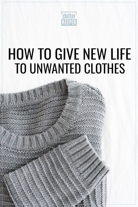 Don't throw out those old clothes! Here are 5 clever things you can do give new life to your unwanted clothes the next time you're cleaning out your closet. #clutterkeeper Cleaning Out Your Closet, Family Organization, Small Closet Space, Cleaning Supplies Organization, Holiday Organization, Refrigerator Organization, Closet Makeover, Clever Storage Solutions, Kitchen Cabinet Organization