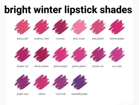 Clear Winter Lipstick, Bright Winter Makeup Products, Bright Winter Lipstick Colors, Bright Winter Lipstick, Winter Lipstick Colors, Bright Winter Color Palette, 2024 Health, True Winter Color Palette, Bright Clear Winter