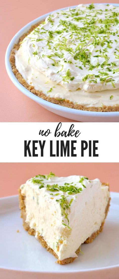 The most AMAZING No Bake Key Lime Pie with a gorgeous lime cheesecake filling and a crunchy cookie crust. It's easy, quick and oh-so-delicious. Recipe from sweetestmenu.com #pie #cheesecake #lime #nobake #dessert Lime Dessert Recipes, No Bake Key Lime Pie, No Bake Key Lime, Nobake Dessert, Lime Desserts, Kek Lapis, Easy Dessert Recipes Quick, Nutella Desserts, Keylime Pie Recipe