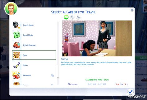 Download Tutor Part-Time Career for Sims 4 at ModsHost NOW! I JUST MADE MY FIRST CUSTOM CAREER AND I’M SO PROUD OF MYSELF This is a Tutor Career, it has 3 levels. **Available to Teen-Elder with Level 4 Logic Skill and up** (It wouldn’t show up if your logic skill is lower than 4) It was inspired by my boyfriend’s part-time career. I want to ... #sims #videogames #mods #careers #gaming #sims4cc Sims 4 Base Game Career Mods, Sims 4 Active Career, Cc Packs, Cc Furniture, Career Search, Delivery Driver, Proud Of Myself, Sims 4 Cc Packs, Best Mods