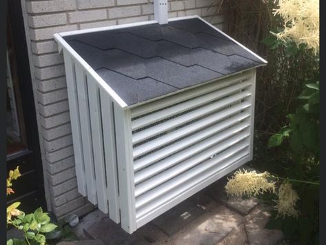 Heat Pump Cover Ideas Outdoor, Air Conditioner Cover Outdoor, Heat Pump Cover, French Townhouse, Diy Solar System, Ac Cover, Cottage Porch, Air Conditioner Cover, Pump House