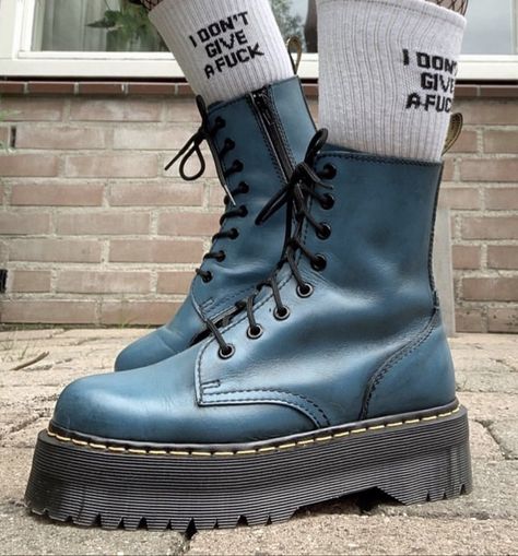 Blue Boots Aesthetic, Jedi Boots, Tippy Tap, Blue Combat Boots, Combat Boots Aesthetic, Blue Doc Martens, Blue Dr Martens, California Autumn, Doctor Martens