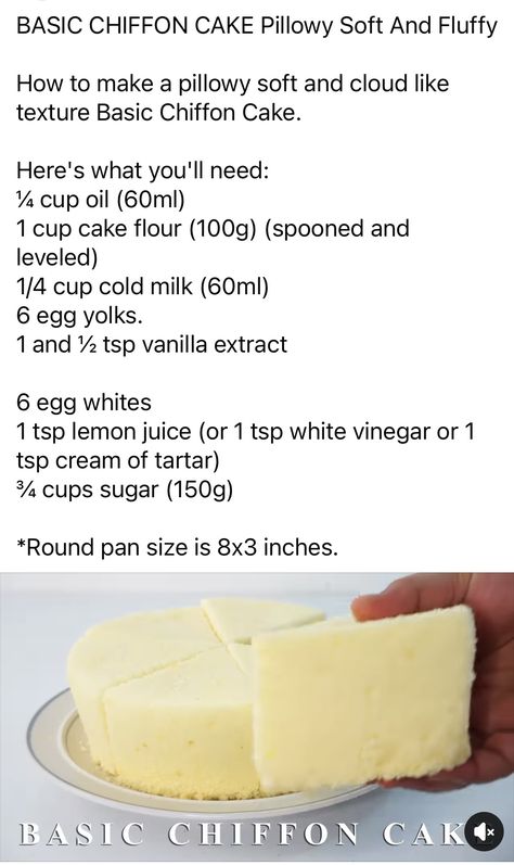 Korean Sponge Cake Recipe, Cake Sponge Recipe, Chiffon Cake Recipe, Cake Sponge, Sponge Recipe, Sponge Cake Recipe, Sponge Cakes, Sponge Cake Recipes, Pan Sizes