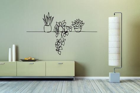 Vinyl On Wall, Star Wall Decals, Pot Flower, Leaf Wall, Flower Leaf, Windows Doors, Kitchen Remodel Idea, Plant Wall, Custom Vinyl