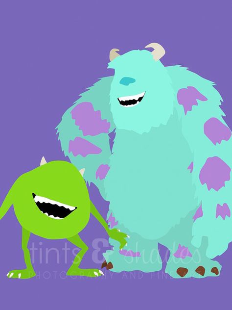 Disney - Mike and Sulley Sully And Boo, Pixar Poster, Sully Monsters Inc, Disney Minimalist, Mike And Sully, Mike And Sulley, Disney Canvas Art, Disney Canvas, Disney Paintings