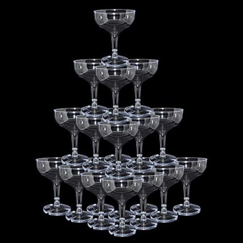 KYAPCK 30 Pcs 5oz Plastic Champagne Coupe Glasses Wine Tower, Cocktail Cup, Champagne Coupe Glasses, Champagne Tower, Glasses Clear, Margarita Glasses, Plastic Glasses, Martini Glasses, Glasses Drinking