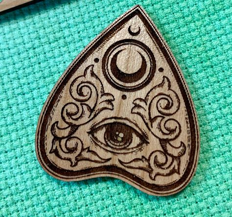 Planchette Drawing, Witchy Store, Ouija Board Planchette, Eye Outline, Floss Organizer, Ouija Planchette, 2024 Halloween, Cherry Hardwood, E Tattoo