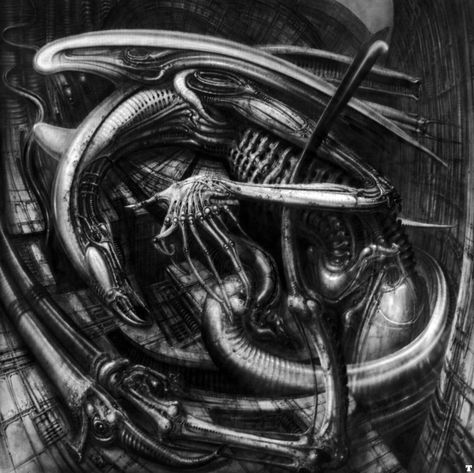 “His work contributed significantly to the success of the film.” | The Original "Alien" Concept Art Is Terrifying Hr Giger Alien, Hr Giger Art, Giger Alien, Giger Art, H.r. Giger, Art Alien, Arte Alien, Aliens Movie, Alien Concept