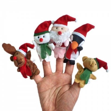 5 Pcs/Set Cute Plush Toy Christmas Finger Puppets - COLORFUL Christmas Finger Puppets, Girls Xmas Gifts, Snowman Baby, Animal Hand Puppets, Puppet Toys, Baby Favors, Christmas Gifts Toys, Christmas Santa Claus, Christmas Plush