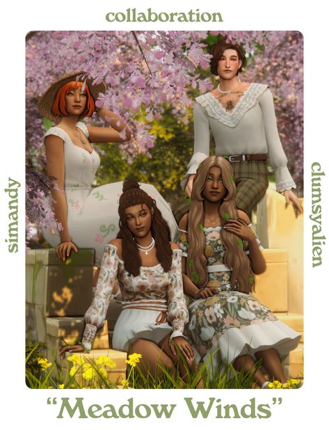 the forest of talking trees : «Meadow Winds» by SIMANDY x CLUMSYALIEN 🌷🌷🌷🌷🌷 bgc... Hair In The Wind, Sims Packs, Sims 4 Mm Cc, Packing Clothes, Sims 4 Dresses, Sims 4 Mm, Sims4 Clothes, Best Sims, Sims 4 Mods Clothes