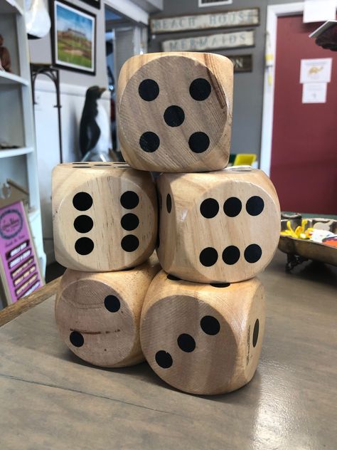 These over-sized wooden dice are roughly the size of a softball, about 2" High. This set includes 5 six-sided dice.Take your favorite family board games outdoors! Great for stocking stuffers! Dice Stool, Lawn Statues, Art Statues, Wooden Dice, Life Size Statues, Stone Fountains, Family Board, Backgammon Set, Family Board Games