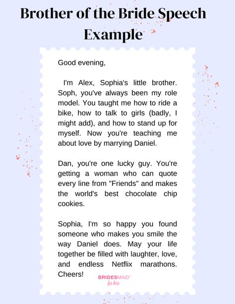 Bride Speech Examples, Brother Of The Bride, Bride Speech, Wedding Speech, Sister Wedding, Twin Brothers, Girl Talk, Inside Jokes, Find Someone Who