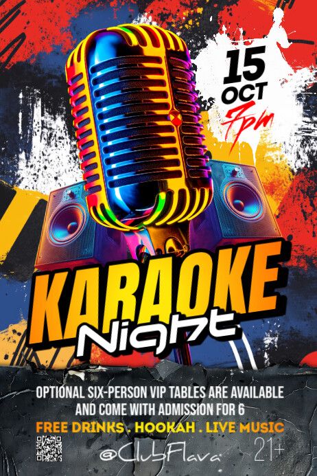 Black Maximalist Karaoke Poster Karaoke Poster, Church Halloween, Photoshop Flyer, Linkedin Background Image, Linkedin Background, Flyers Design, Kindle Book Cover, Etsy Banner, Campaign Posters