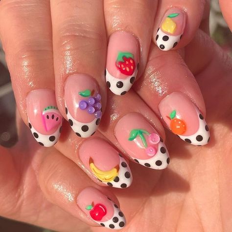 Nail Korean, Bridesmaid Nails, Fruit Nails, Food Nails, Fall Acrylic, Fruit Nail Art, Harry Styles Nails, Makeup Nails Designs, Art Deco Nails