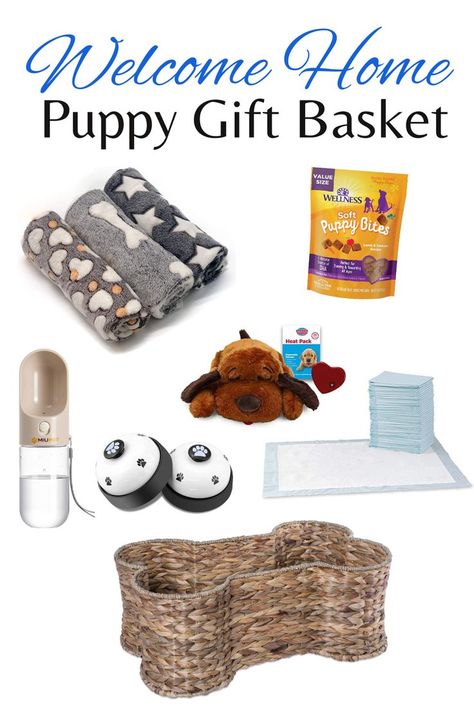 Gift Basket For New Puppy, Dog Hampers Gift Baskets, Doggie Gift Basket Ideas, New Puppy Gift Basket Ideas, Puppy Welcome Home Basket, Puppy Go Home Bag Ideas, New Puppy Gift Basket, Dog Basket Ideas, Dog Gift Basket Ideas