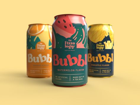 Retro Juice Packaging, Fresh Packaging Design, Bubble Tea Graphic Design, Bubble Tea Packaging Design, Fun Package Design, Ice Tea Packaging, Beverage Can Design, Bubble Tea Branding, Can Drink Design