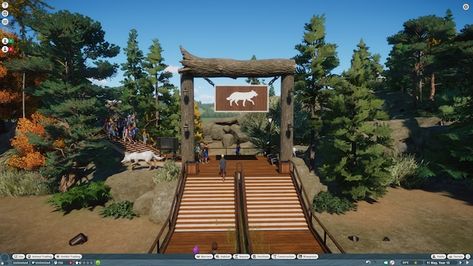 Planet Zoo Wolf Habitat, Wolf Habitat, Planet Zoo Steam Workshop, Planet Zoo Habitat Ideas, Minecraft Park, Zoo Games, Zoo Boo, Zoo Map, Zoo Crafts