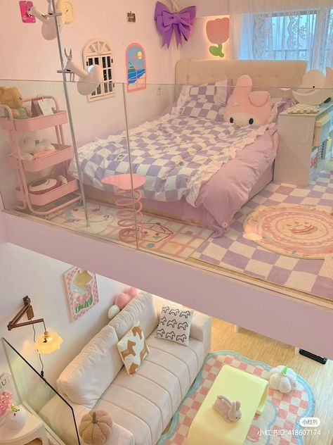 Sanrio Bedroom, Asian Room, Aesthetic Sanrio, Loft House Design, Kitty Aesthetic, Disney Room Decor, Cool Room Designs, Gamer Room Decor, Interior Design Your Home