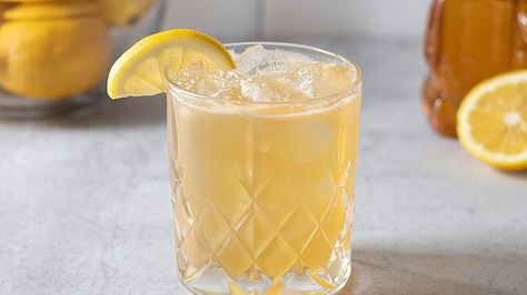 Bourbon & Honey Gold Rush Cocktail Recipe | EatingWell Gold Rush Cocktail, Bourbon Honey, Protein Dinners, Bees Knees Cocktail, Honey Cocktail, Whiskey Recipes, Lemon Cocktail, Popular Cocktails, Whiskey Cocktail