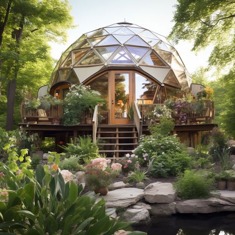 Geodesic House, Geodesic Dome House, Dome Room, Monolithic Dome Homes, Diy Ponds Backyard, Geodesic Domes, Sacred Garden, Geodesic Dome Homes, Cabin Tiny House