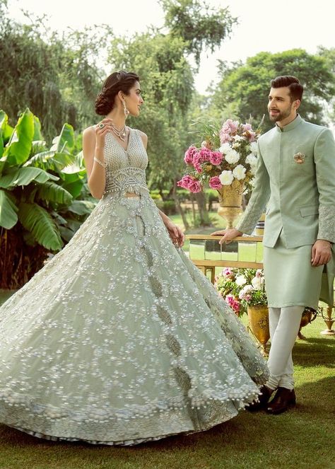 Wedd Dresses, Engagement Couple Dress, Engagement Dress For Groom, Wedding Matching Outfits, Engagement Dress For Bride, Wedding Outfits For Groom, Wedding Dress Types, Wedding Dresses Men Indian, Desi Outfits