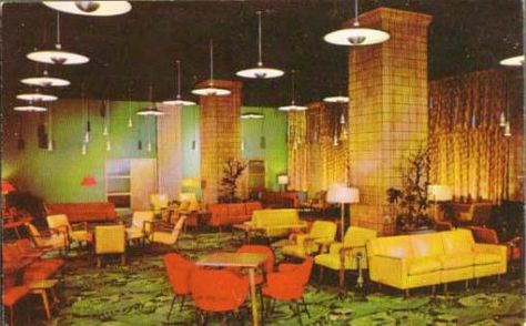 1950s ymca hotel lobby Mid Century Hotel, Retro Interior Design, 밈 유머, Chicago Hotels, Vintage Hotels, Mid Century Architecture, Hotel Motel, The Lobby, Retro Interior