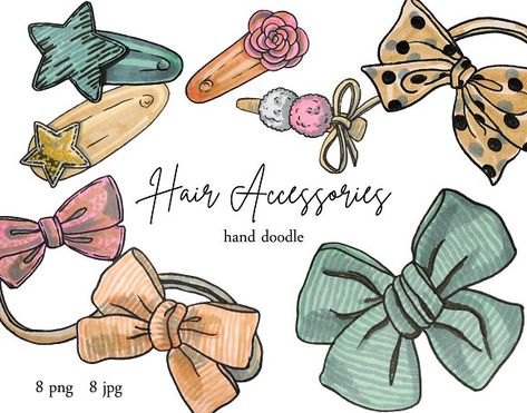 Hand Doodles Hair Accessories Set by Marge Art on @creativemarket New Collections Poster, Drawing Outfits, Kids Hairband, Hair Acessories, Hand Doodles, Hair Accessories Set, Star Hair, Doodle Illustration, Notes Design