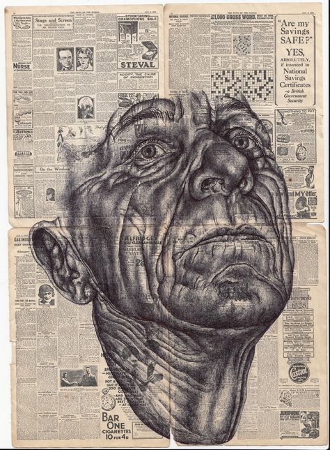 ‘electric candlelights’ Bic biro drawing on miniature 1929 newspaper. Mark Powell, Biro Drawing, Newspaper, Saatchi Art, Art